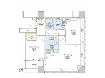 レジディアタワー上池袋(2LDK/8階)の間取り写真