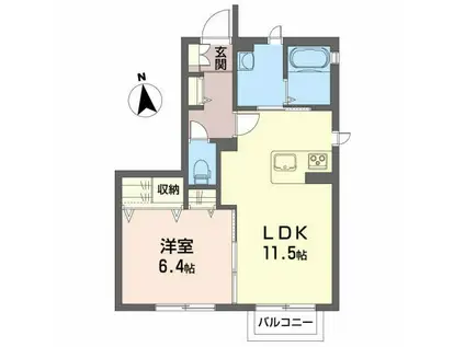 パレ・ドール吉原(1LDK/1階)の間取り写真