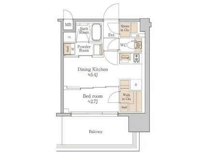 ジオエント梅田北リバーフロント(1DK/9階)の間取り写真