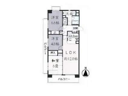 サニーパレスミツモト(3LDK/3階)の間取り写真