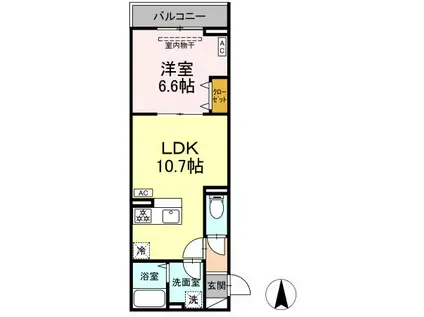 ルリアン北小岩III(1LDK/2階)の間取り写真