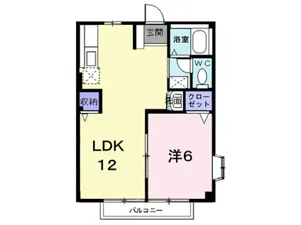 エステ-ト・リバ-D(1LDK/1階)の間取り写真