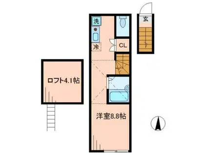 ジュネス南住吉(ワンルーム/2階)の間取り写真
