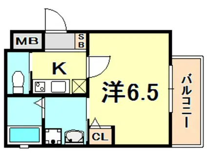 ワコーレヴィータ神戸中山手(1K/2階)の間取り写真