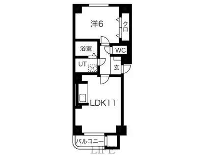 フレックス南郷通(1LDK/3階)の間取り写真