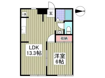 エリナハイムNO.1(1LDK/1階)の間取り写真