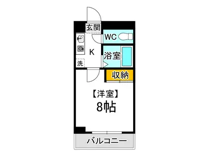 グリーンハイツ津高(1K/3階)の間取り写真