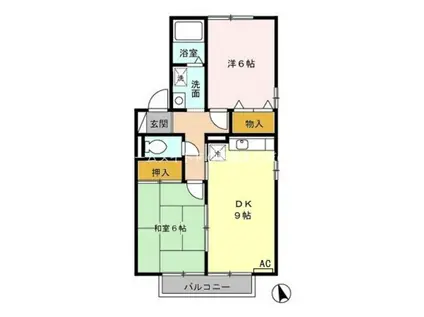 セジュール南 B(2DK/2階)の間取り写真