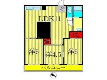 タウンハイツ亀有2号棟(3LDK/5階)の間取り写真