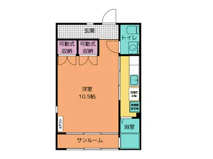 ラ・カーサ・ピエーナ(1K/2階)の間取り写真