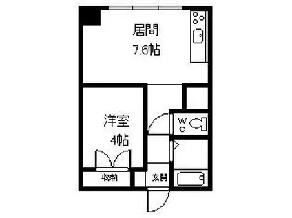 ベルディーコート本町(1DK/2階)の間取り写真
