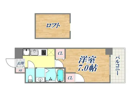 エスペランサSEKIGANE六甲道(1K/3階)の間取り写真
