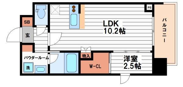 セレニテフラン谷町四丁目(1LDK/14階)の間取り写真