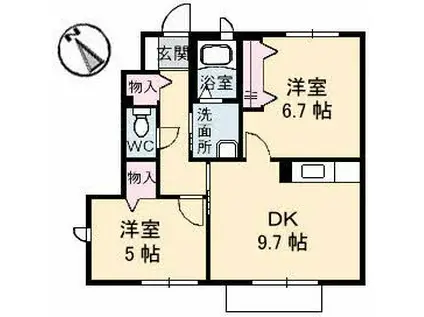 SHAMAISON MAAMI(2DK/1階)の間取り写真