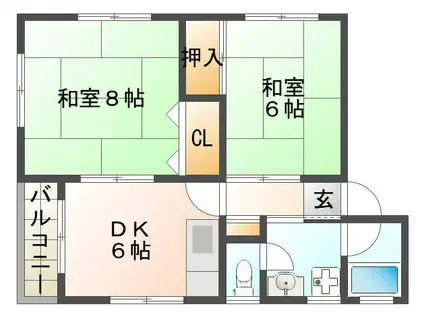 ハイムオオクラ(2DK/1階)の間取り写真