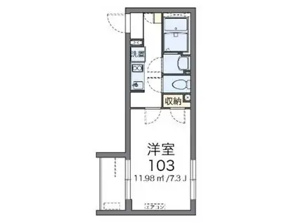 クレイノともすII(1K/1階)の間取り写真