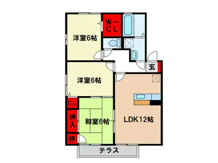 グリーンハイムII(3LDK/1階)の間取り写真