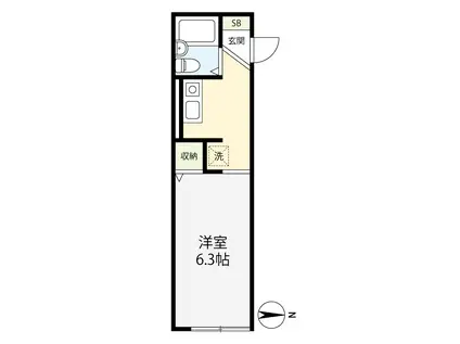 セントラルコート(ワンルーム/1階)の間取り写真