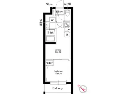 プラチナスクエア赤羽(1DK/2階)の間取り写真