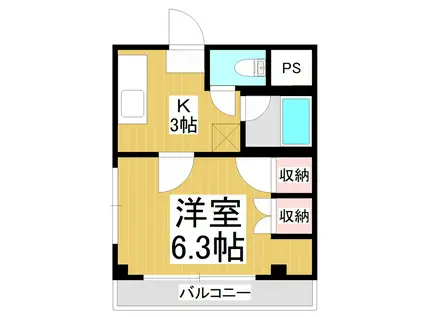 第五王神ハイツ(1K/3階)の間取り写真