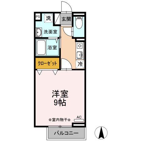アヴェニ-ル(1K/1階)の間取り写真