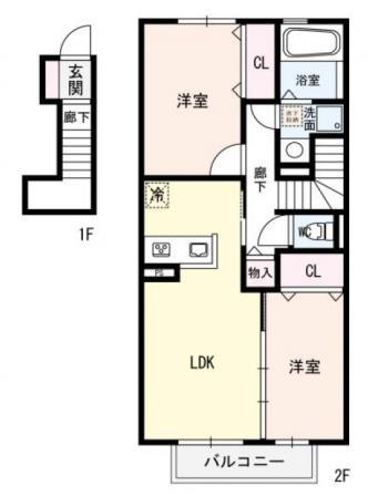 シャトー・ムートン(2LDK/2階)の間取り写真