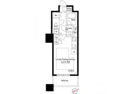 ザ・パークハウス西新宿タワー60(ワンルーム/6階)の間取り写真