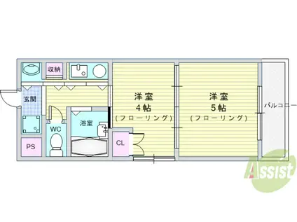 プレステージ天神IV(2K/2階)の間取り写真