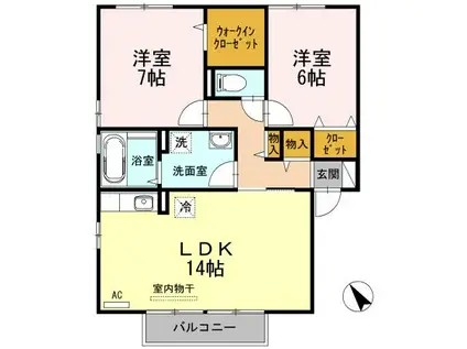 レジデンス・ルネY棟(2LDK/2階)の間取り写真