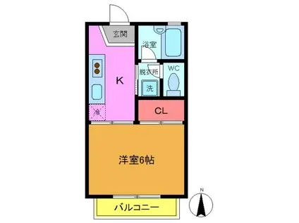 北総線 矢切駅 徒歩13分 2階建 築31年(1K/2階)の間取り写真
