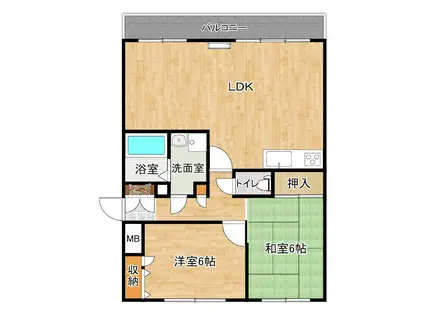 浜田リバーサイドテラス(2LDK/5階)の間取り写真