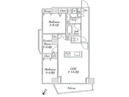 LUMIEC BUNKYO SENGOKU (2SLDK/2階)の間取り写真