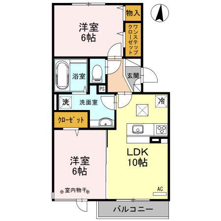 ロイジェントパークス レイクタウン III F(2LDK/1階)の間取り写真