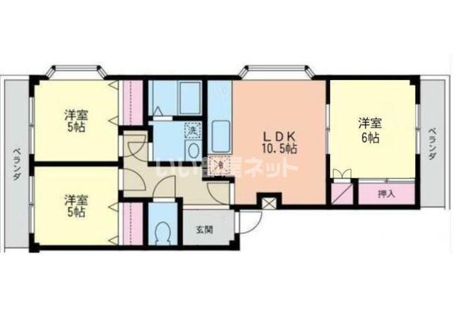 タプラ下荻野(3LDK/3階)の間取り写真