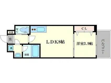 LC本町東III(1LDK/9階)の間取り写真
