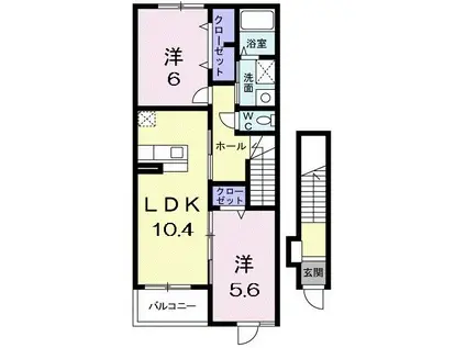 マロンII B(2LDK/2階)の間取り写真