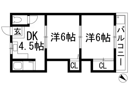 第二宝来マンション(1DK/1階)の間取り写真