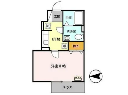 カトル・セゾン(1K/1階)の間取り写真