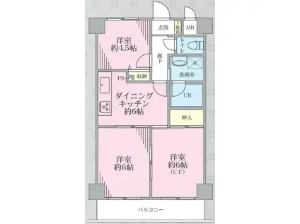 クレール湘南(3DK/1階)の間取り写真