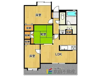 ヒューマインドガーデン筑紫(3LDK/3階)の間取り写真