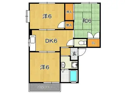 サンモールC(3DK/2階)の間取り写真