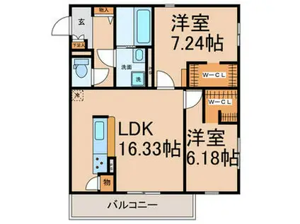 ハレオハナ(2LDK/1階)の間取り写真