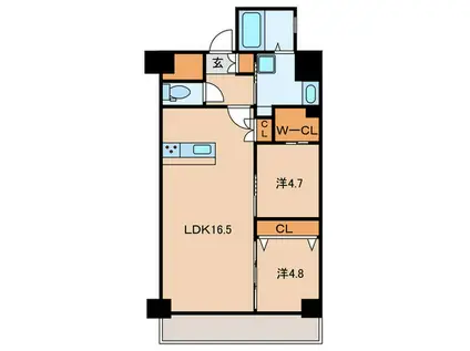 ERUZA GLANZ中津口(2LDK/9階)の間取り写真