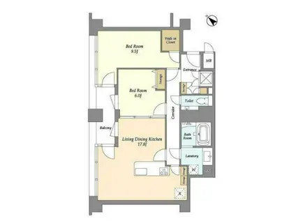 ストーリア赤坂(2LDK/2階)の間取り写真