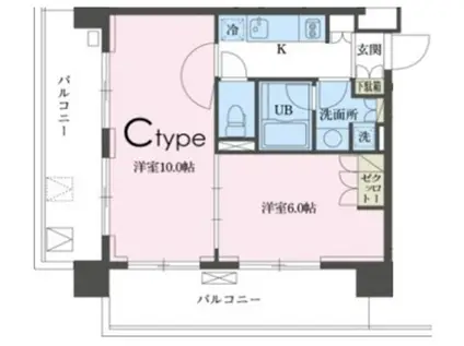 ガレリア東新宿(1LDK/4階)の間取り写真