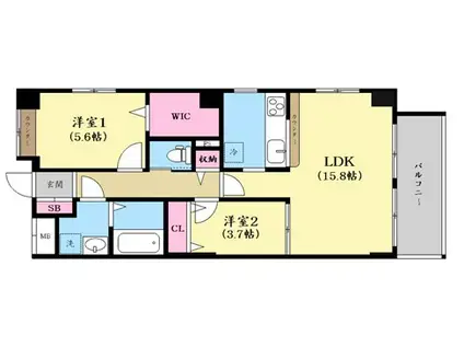 MALULANI(2LDK/3階)の間取り写真