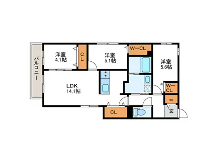 ARDER N11 アルディアN11(3LDK/3階)の間取り写真