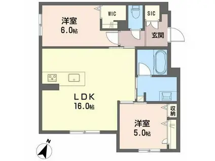 グランドシャーメゾン月出(2LDK/1階)の間取り写真