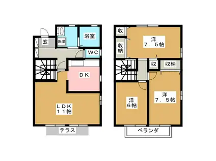 PARTERRE・Y B(3LDK/1階)の間取り写真