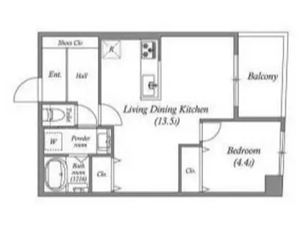 ルネ・パルティーレ汐留(1LDK/7階)の間取り写真